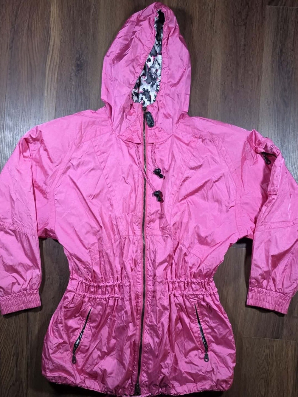Vintage 90s Kaelin Ski Jacket Women’s Size 10 Hot Pink Nylon Windbreaker Hooded